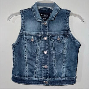 Silver Jeans Crop Button-Up Denim Vest, Size Small / Petite Y2K